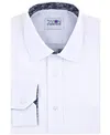 Tayion Collection Men's Solid Dress Shirt In Wht Basketweave Dobby W,blk Floral Trim
