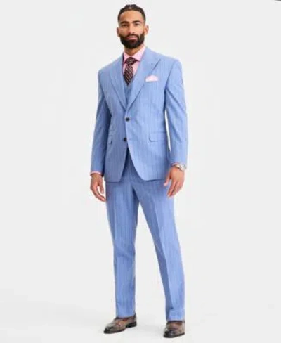 Tayion Collection Mens Classic Fit Blue Suit Separates Jacket Vest Pants