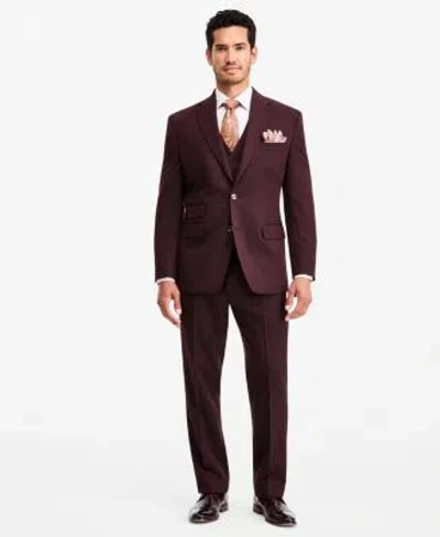 Tayion Collection Mens Classic Fit Burgundy Suit Separates In Purple