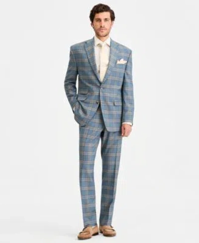 Tayion Collection Mens Classic Fit Plaid Suit Separates In Blue