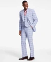 TAYION COLLECTION MENS CLASSIC FIT PLAID VESTED SUIT SEPARATES