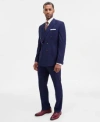 Tayion Collection Mens Classic Fit Solid Double Breasted Suit Separates In Blue