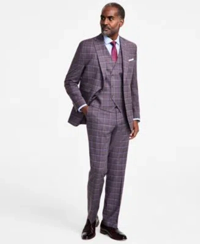Tayion Collection Mens Regular Fit Suit Jacket Vest Pants In Lavender