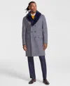 Tayion Collection Tayion Men Classic-fit Double-breasted Grey Overcoat In Grey