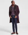 Tayion Collection Tayion Men Classic Fit Double Breasted Wine Solid Overcoat In Wine