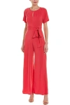 Taylor 1344m Long Formal Keyhole Jumpsuit In Red