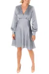 Taylor 3176m Long Sleeve A Line Short Cocktail Dress In Gray