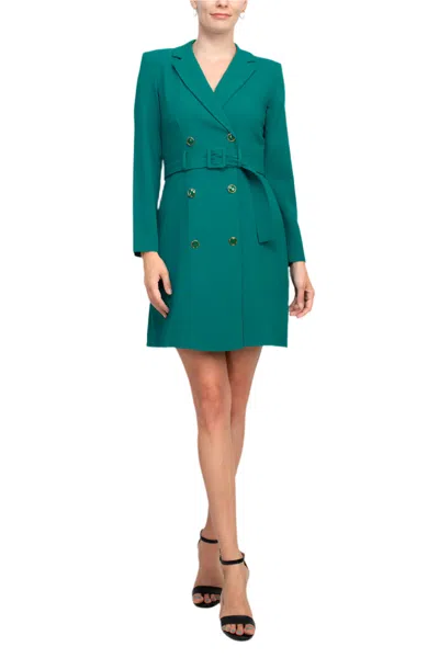Taylor 3690m Long Sleeve Short Cocktail Blazer Dress In Green