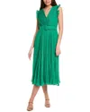Taylor Accordion Pleated Midi Dress In Green