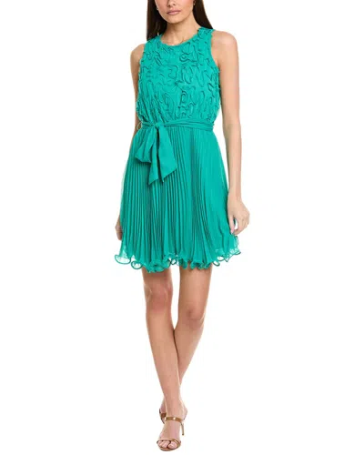 Taylor Accordion Pleated Mini Dress In Green