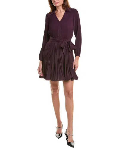 Taylor Accordion Pleated Mini Dress In Purple