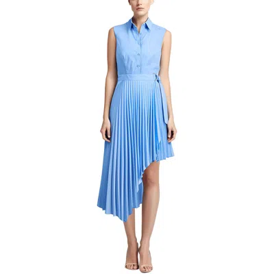 Taylor Asymetric Pleat Womens Pleated Knit Midi Dress
