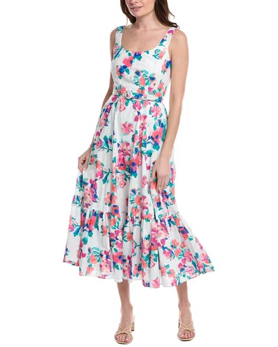 Taylor Belted Eyelet Midi Dress In White