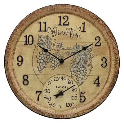 Taylor Clock Wine Time With Thermometer