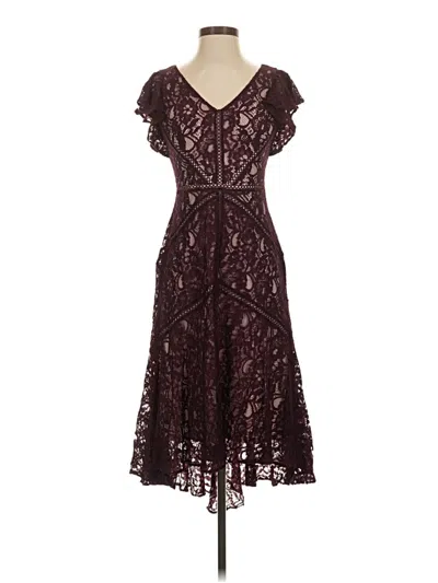 Pre-owned Taylor Cocktail Dress In Burgundy