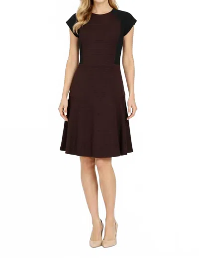 Taylor Color Block A-line Dress In Coffee/black In Brown