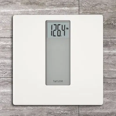 Taylor Digital Glass Bathroom Scale For Body Weight, 400 Lb Capacity, Durable Tempered Glass Platform, Whit