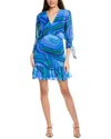 Taylor Dolman Sleeve Chiffon Mini Dress In Blue
