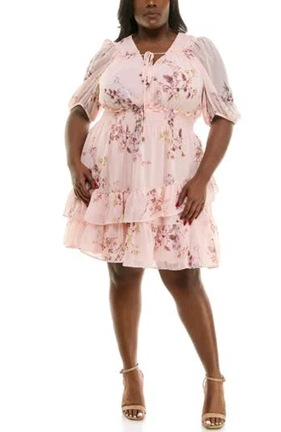 Taylor Dresses Floral Elbow-length Sleeve Dress In Pink