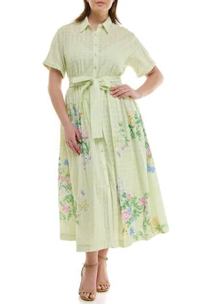 Taylor Dresses Floral Eyelet Shirtdress In Green