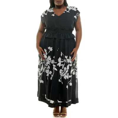 Taylor Dresses Floral Maxi Dress In Black