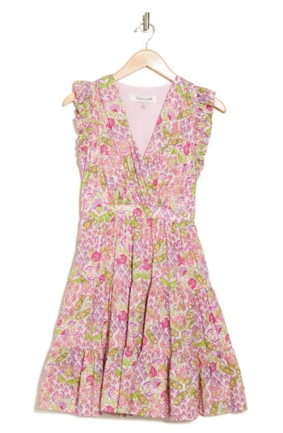 Taylor Dresses Floral Sleeveless Dress In Cameo Pink Orchid