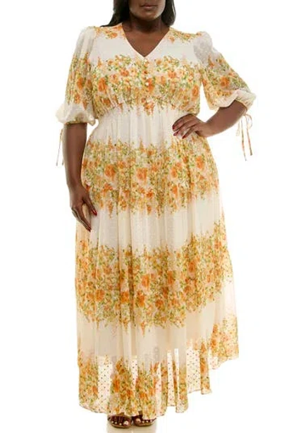 Taylor Dresses Floral Tiered Maxi Dress In White