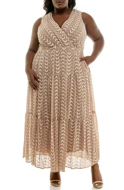 Taylor Dresses Floral Tiered Maxi Dress In Brown