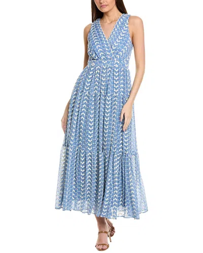 Taylor Embroidered Chiffon Maxi Dress In Blue