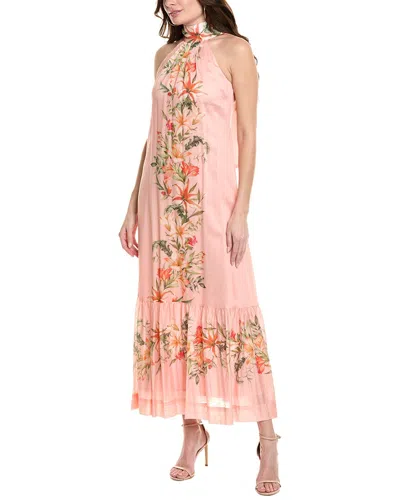 Taylor Halter Linen-blend Midi Dress In Pink