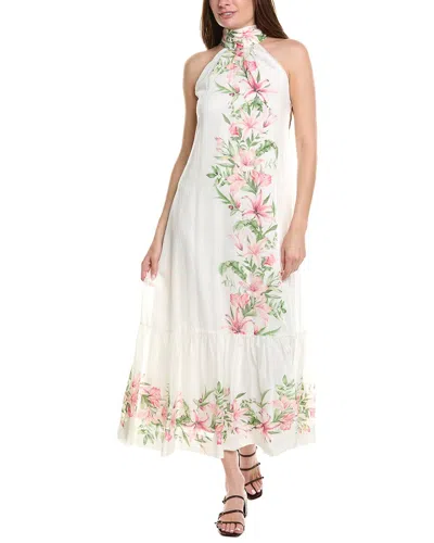 Taylor Halter Linen-blend Midi Dress In Multi