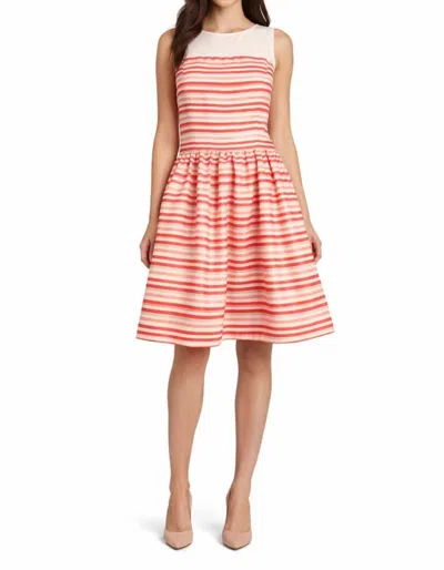 Taylor Illusion Stripe A-line Party Dress In Poppy Multi In Pink