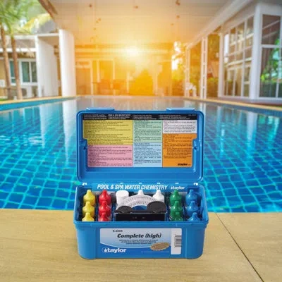 Taylor K2005 Swimming Pool Chlorine Bromine Alkalinity Hardness Ph Dp Test Kit In Blue