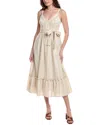 Taylor Linen-blend Midi Dress In Beige