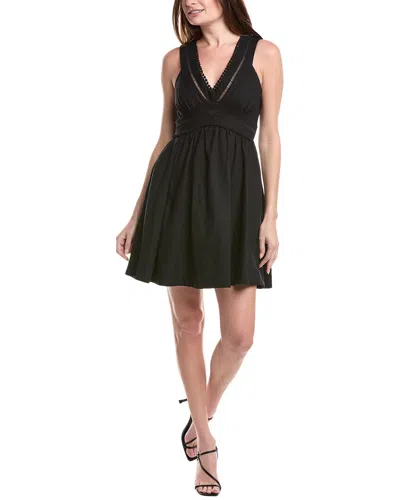 Taylor Women's Deep V-neck Ladder-trim Fit & Flare Dress In Black