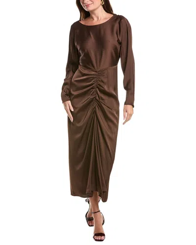 Taylor Long Sleeve Midi Dress In Brown
