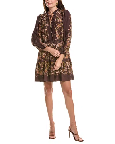 Taylor Long Sleeve Mini Dress In Brown