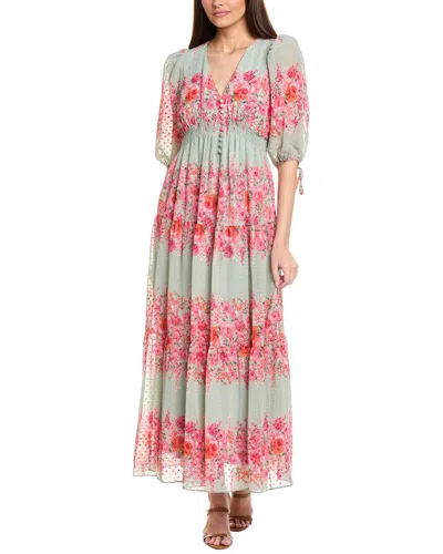Taylor Minnie Dot Chiffon Maxi Dress In Blue