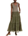 Taylor Mixed Media Maxi Dress In Green