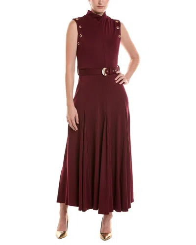 Taylor Mock Neck Solid Midi Dress In Red