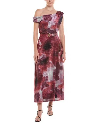 Taylor One Shoulder Midi Dress In Red