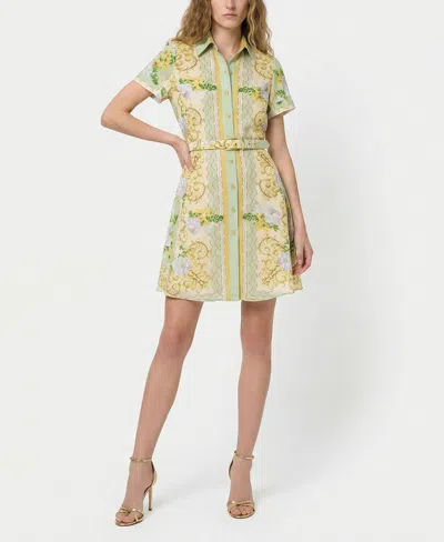 Taylor Petite Button-front Belted Dress In Multi