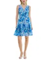 Taylor Petite Floral Chiffon Tiered Sleeveless Dress In Hawaiian Blue