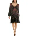 Taylor Petite V-neck Fit And Flare Dress In Multi