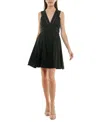 Taylor Petite V-neck Sleeveless Lace-inset Mini Dress In Black