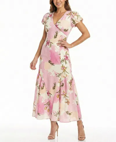 Taylor Petite V-neck Short-sleeve Dress In Multi