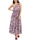 Taylor Petites Womens One-shoulder Long Maxi Dress In Multi