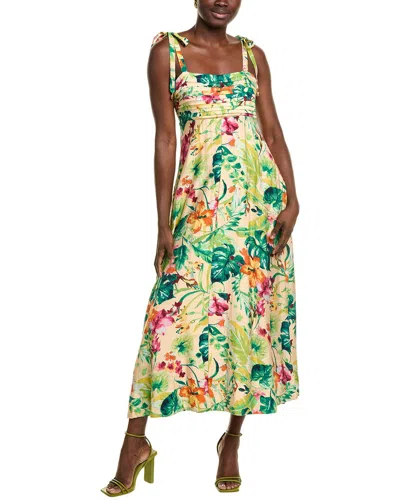 Taylor Pleated Bodice Linen-blend Midi Dress