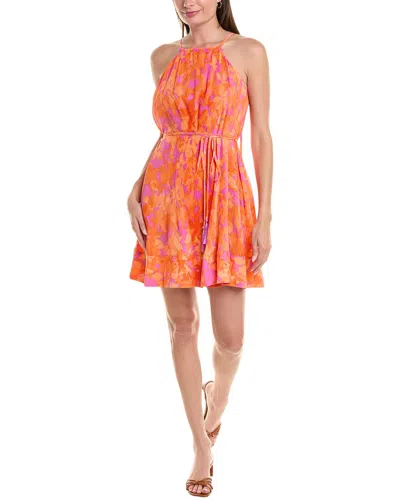 Taylor Pleated Crepe Dress In Orange