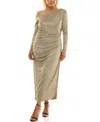 Taylor Plus Size Asymmetrical Side Ruche Maxi Dress In Multi